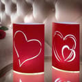 Miniatyrbild 1 av 3: Set med 2 LED-lyktor hjärtan lampa * Mått på en lykta: 3 x 20 x 5 cm * Material: styvt papper * Strömförsörjning för en lykta...