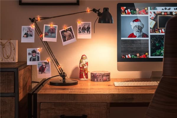 10 LED fotoklip lyskæde "Gave"
