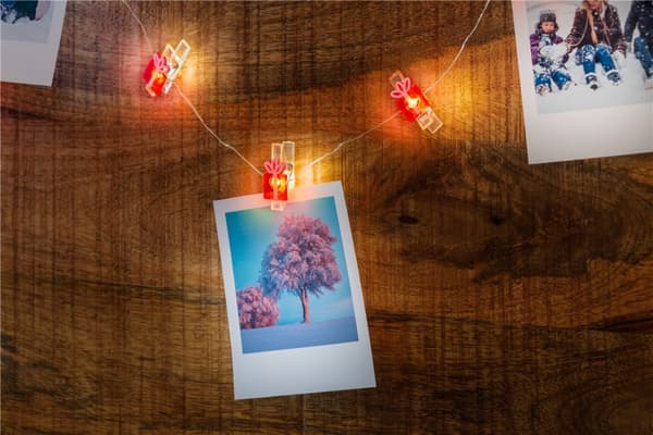 10 LED fotoklip lyskæde "Gave"