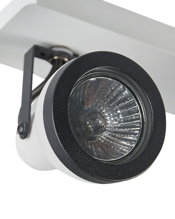 Spotlys loftslampe hvid og sort metal 3 lyskilder ø 7 cm justerbar svingarm klokkeformet skærm Spotlight design rektangulær skinne