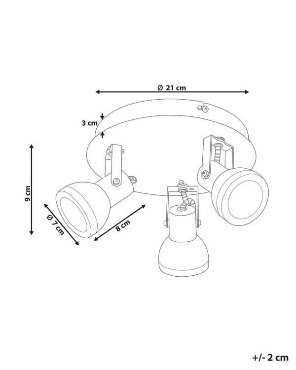 Spotlys loftslamper hvid og sort metal pulverlakeret 3 lyskilder i ø 7 cm justerbar svingarm klokkeformet skærm Spotlight design rund skinne
