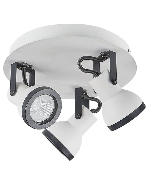 Spotlys loftslamper hvid og sort metal pulverlakeret 3 lyskilder i ø 7 cm justerbar svingarm klokkeformet skærm Spotlight design rund skinne