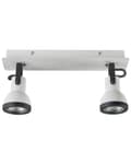 Miniatyrbillede 5 af 10: 2 spotlys loftslampe hvid og sort metal pulverlakeret ø 7 cm svingarm klokkeformet skærm Spotlight design rektangulær skinne