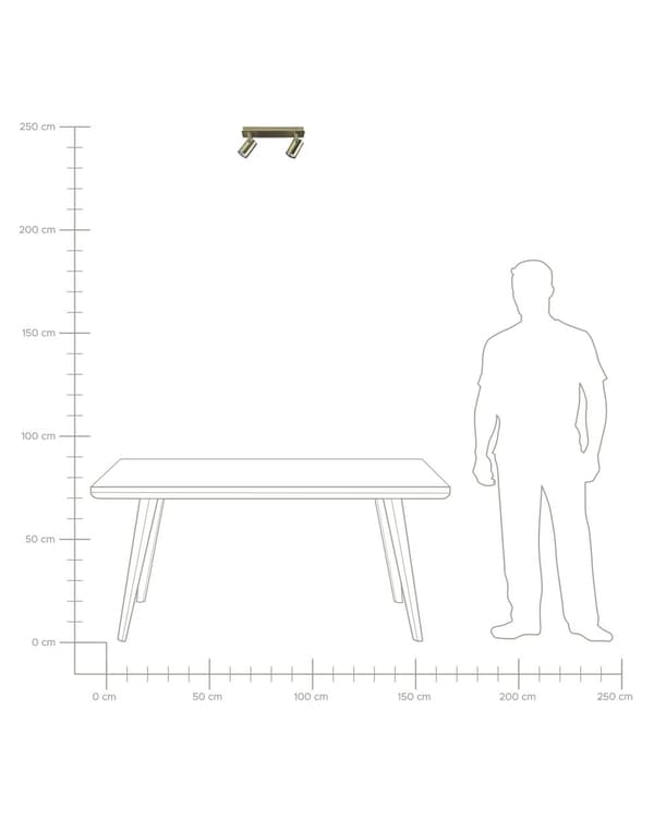 Kattovalaisin messinki 30 x 15 x 7 cm metalli säädettävä 2 polttimoa teollinen max 50W