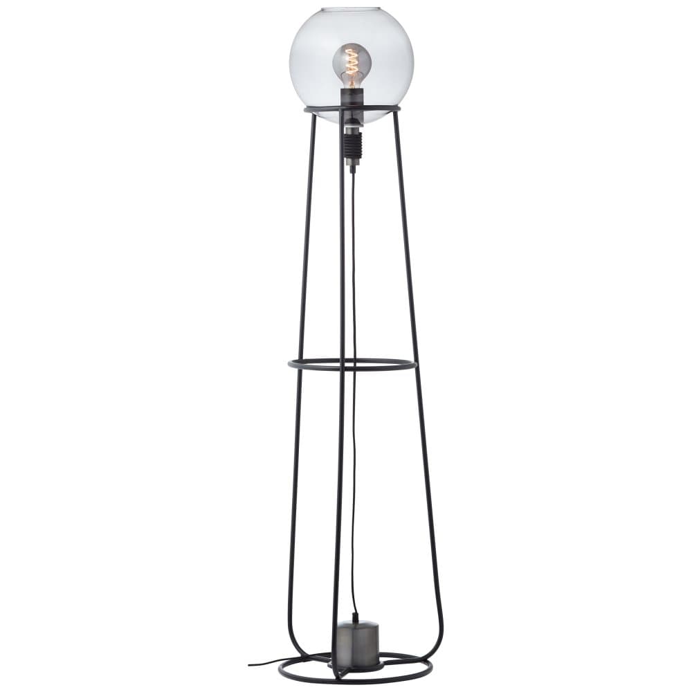 Brilliant Pheme golvlampa 1-flame svart/silver, metall/glas, 1x A60, E27, 52 W