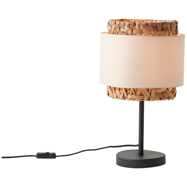 Brilliant Waterlilly bordlampe 45cm sort/naturlig/hvid, tekstil/vandhyacint/metal, 1x A60, E27, 60 W