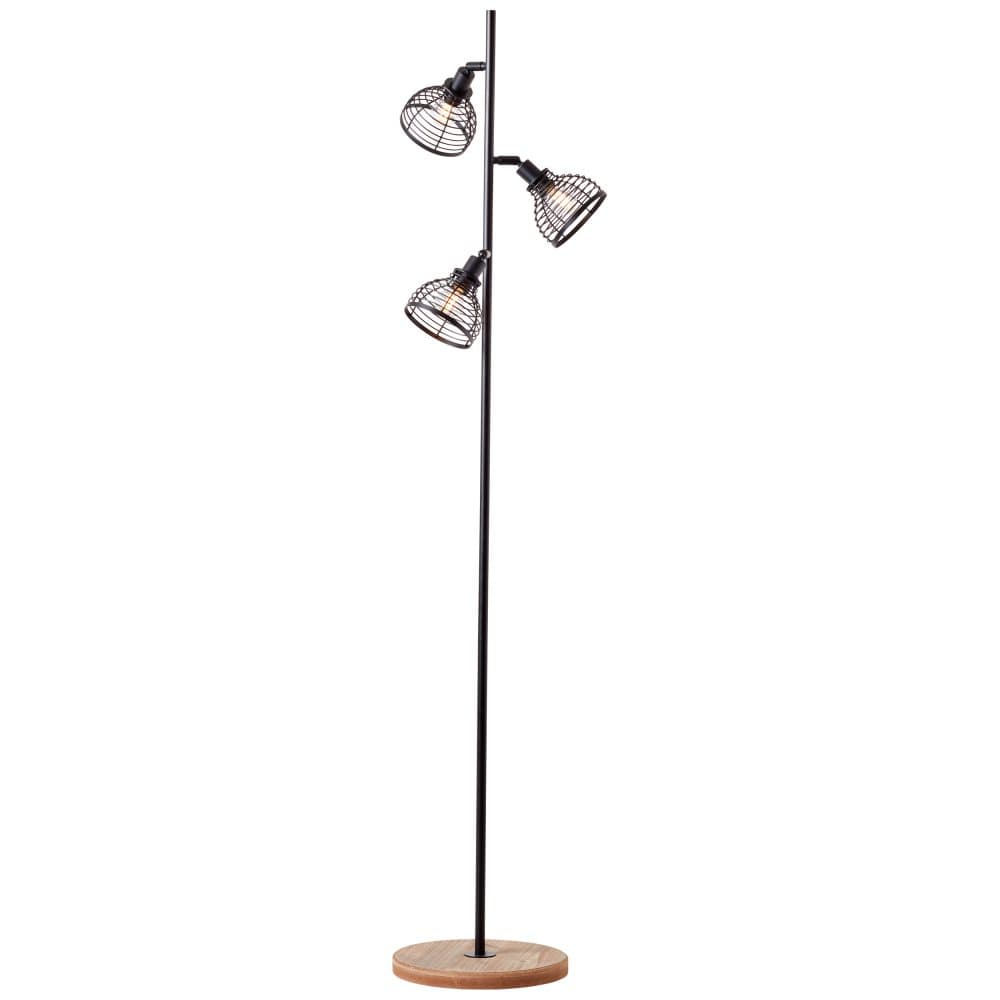 Brilliant Avia golvlampa 3-lågor svart/trä, metall/trä, 3x D45, , 42 W