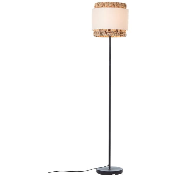 Brilliant Waterlilly golvlampa 1,6m svart/natur/vit, metall/tyg/vattenhyacint, 1x A60, E27, 60 W