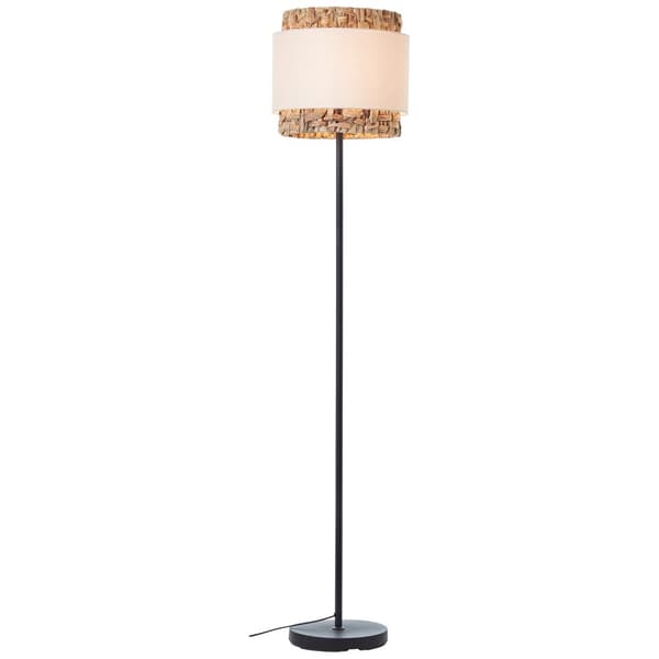 Brilliant Waterlilly golvlampa 1,6m svart/natur/vit, metall/tyg/vattenhyacint, 1x A60, E27, 60 W