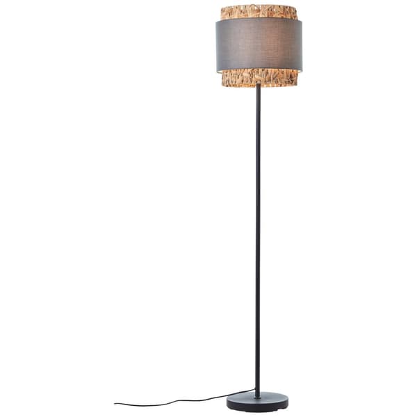 Brilliant Waterlilly gulvlampe 1,6m grå/beige, metal/stof/vandhyacint, 1x A60, E27, 60 W