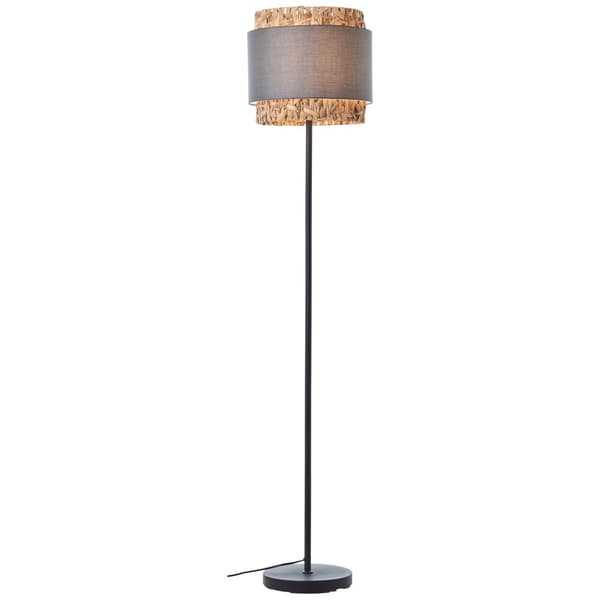 Brilliant Waterlilly gulvlampe 1,6m grå/beige, metal/stof/vandhyacint, 1x A60, E27, 60 W