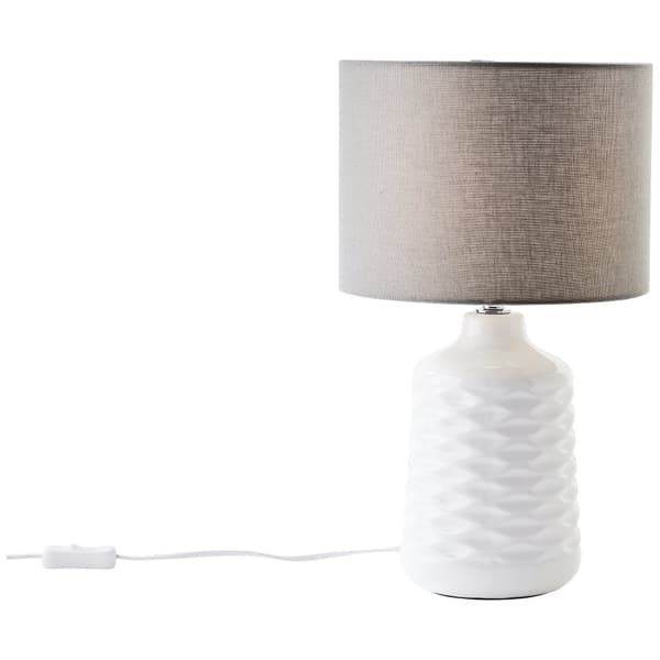 Brilliant Ilysa bordlampe 42cm hvid/grå, keramik/metal/tekstil, 1x D45, E14, 40 W