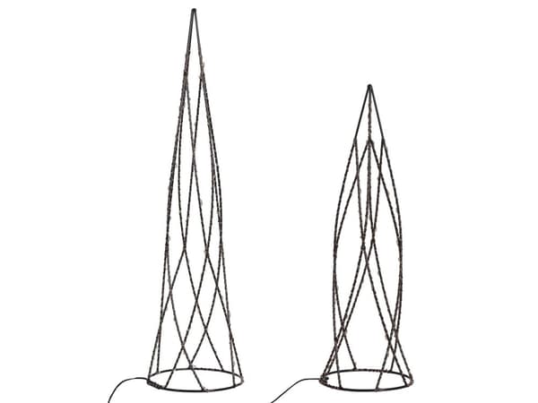 Sett med 2 figurer Svart metallramme med LED-lamper Formet som et juletre Moderne Minimalistisk