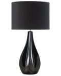 Miniatyrbilde 1 av 10: Bordlampe Svart Porselen Imitert silke trommelskjerm 60H cm Glamour Stue