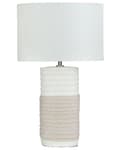 Miniatyrbilde 1 av 10: Nattbordslampe Beige keramikksokkel Trommeskjerm i lin