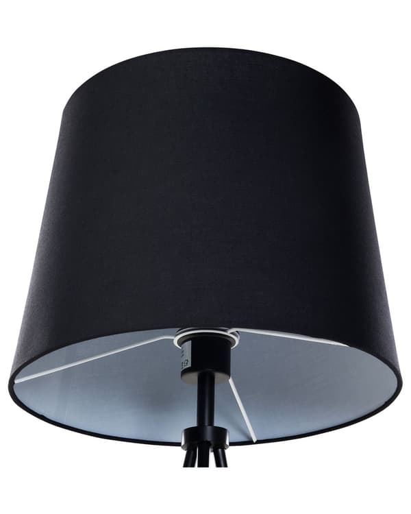 Gulvlampe svart metall 149 cm stativ trommeskjerm i polybomull Moderne design