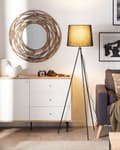 Miniatyrbilde 2 av 11: Gulvlampe svart metall 149 cm stativ trommeskjerm i polybomull Moderne design
