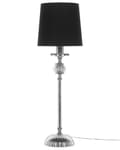Miniatyrbilde 4 av 11: Bordlampe med Sølvfarget Metallfot Svart Empire-skjerm Glassdetaljer Skjerm