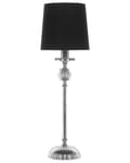 Miniatyrbilde 1 av 11: Bordlampe med Sølvfarget Metallfot Svart Empire-skjerm Glassdetaljer Skjerm