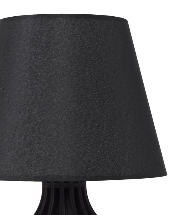 Bordlampe Svart 36 cm Tre Sokkel og Lampeskjerm Svart Stoff Moderne Design