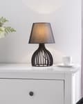 Miniatyrbilde 2 av 9: Bordlampe Svart 36 cm Tre Sokkel og Lampeskjerm Svart Stoff Moderne Design