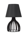 Miniatyrbilde 1 av 9: Bordlampe Svart 36 cm Tre Sokkel og Lampeskjerm Svart Stoff Moderne Design
