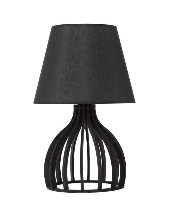 Bordlampe Svart 36 cm Tre Sokkel og Lampeskjerm Svart Stoff Moderne Design