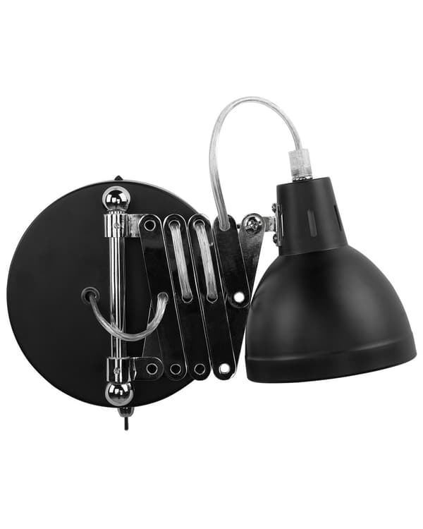 Vegglampe Svart Metall Justerbar Svingarm Industriell