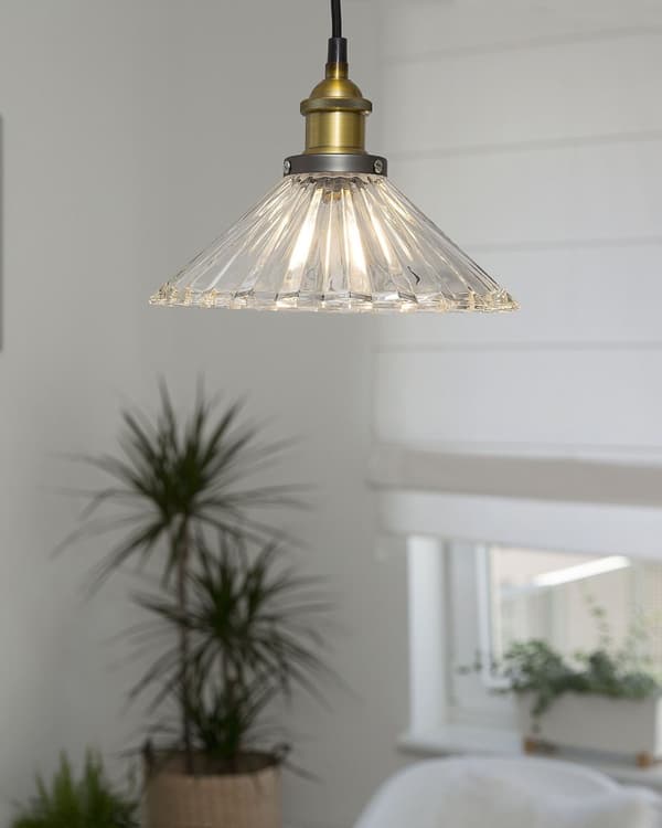 Pendel Hengende Lampe Svart Messing Metall Rund 1 Lys Klassisk