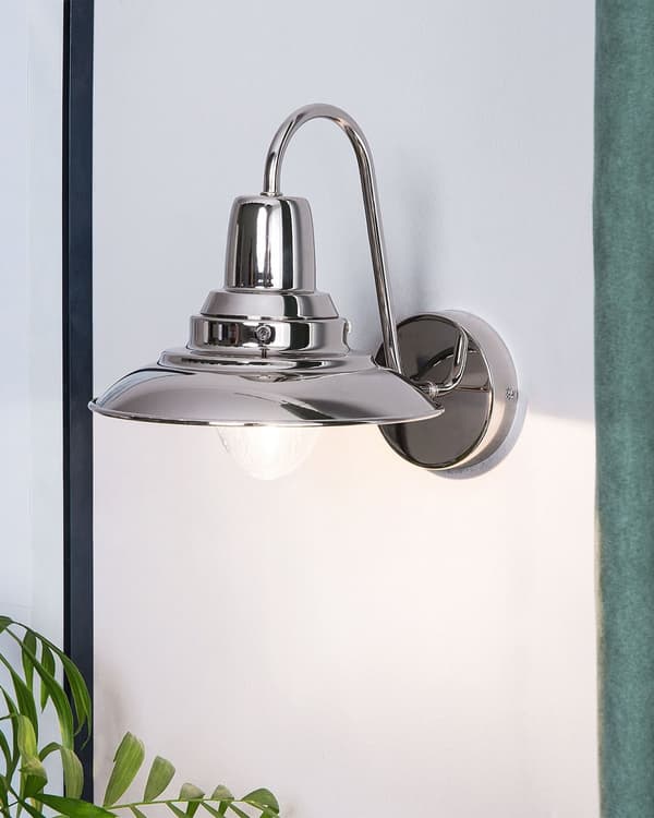 Vegglampe Sølv Metallklokke Formet med arm Industriell Stil Klokke