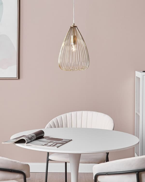 Hengende Lys Lampe Gulltråd Geometrisk Skygge Metall Industriell Design