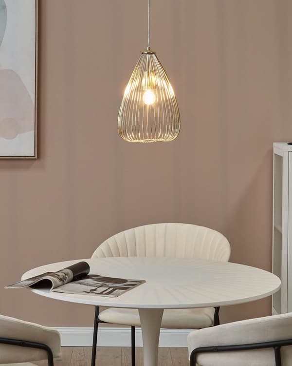 Hengende Lys Lampe Gulltråd Geometrisk Skygge Metall Industriell Design