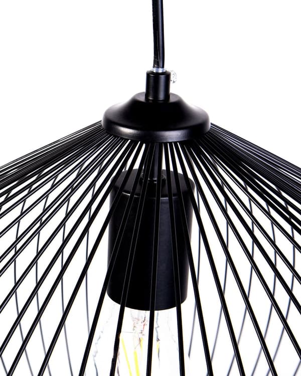 Pendellampe Svart Metall 1 lyskilde Åpen lampeskjerm Metalltråd Industriell stil Belysning Taklampe