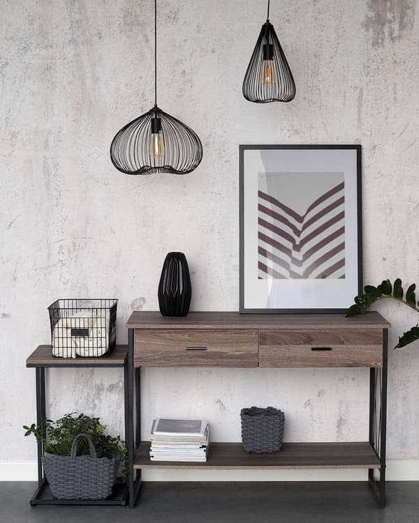 Pendellampe Svart Metall 1 lyskilde Åpen lampeskjerm Metalltråd Industriell stil Belysning Taklampe