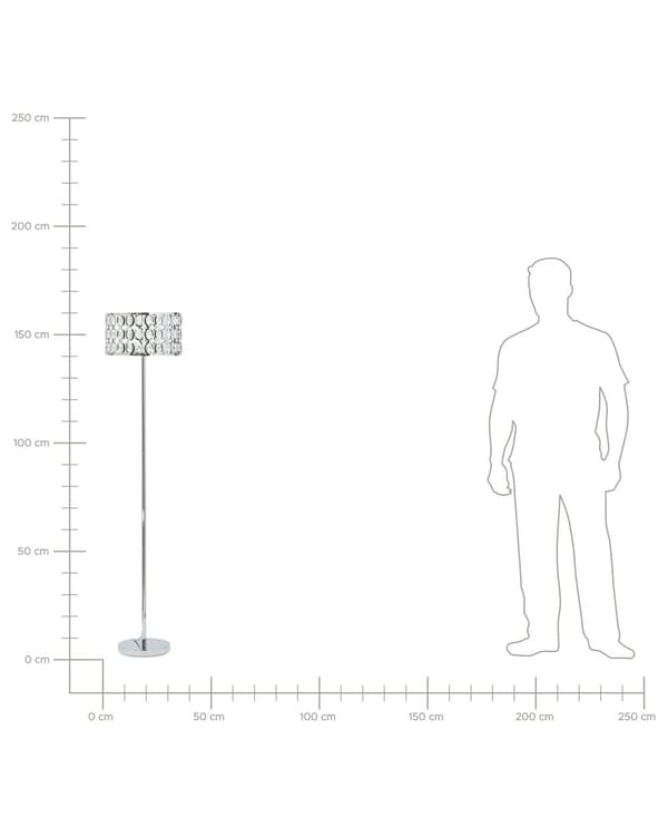 Gulvlampe Sølv Metall 160H cm Trommeskjerm i Krystall Moderne Glam
