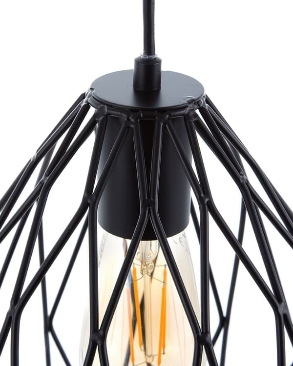1-lampes pendellampe Taklampe Svart Bur Trådskjerm Gjennombrutt Industriell