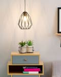 Miniatyrbilde 2 av 8: 1-lampes pendellampe Taklampe Svart Bur Trådskjerm Gjennombrutt Industriell