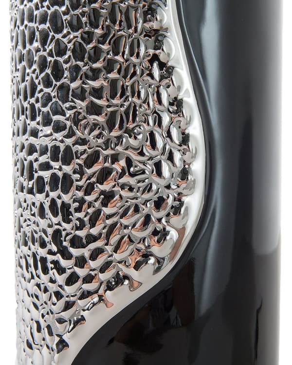 Bordlampe Sølv Svart Keramikk Silke Lampeskjerm Nattbordslampe Glamour Moderne Stil