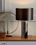 Miniatyrbilde 2 av 11: Bordlampe Sølv Svart Keramikk Silke Lampeskjerm Nattbordslampe Glamour Moderne Stil