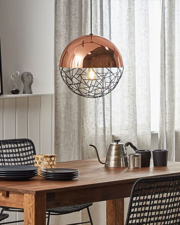 1-lampes kulependel i kobber Lampe rammeverk moderne