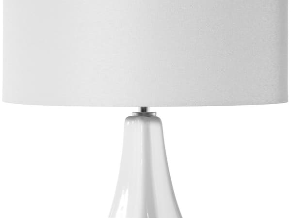 Bordlampe lys beige porselen imitert silke trommeskjerm 60H cm Glamour Stue