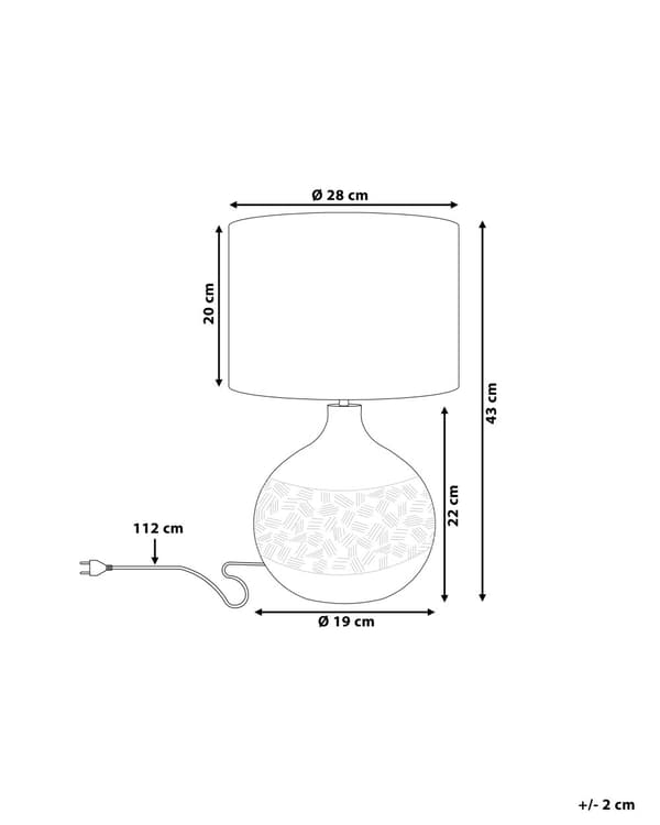 Bordlampe Brun Porselen Kunstig Silke Trommeskjerm 43 cm Tradisjonell Stue