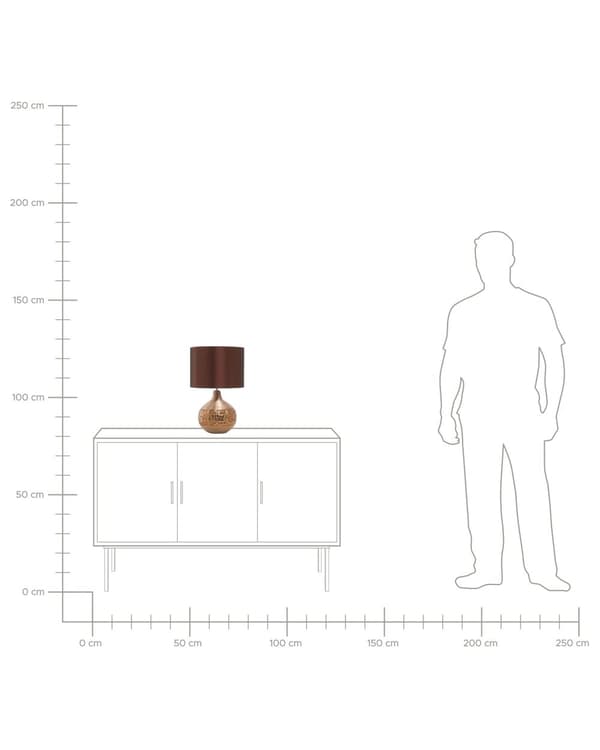 Bordlampe Brun Porselen Kunstig Silke Trommeskjerm 43 cm Tradisjonell Stue