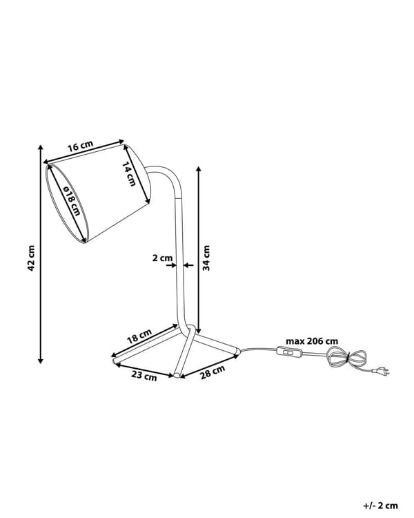 Bordlampe svart med oransje metall 42H cm stativfot Moderne designer nattlampe