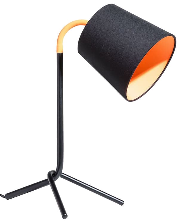 Bordlampe svart med oransje metall 42H cm stativfot Moderne designer nattlampe