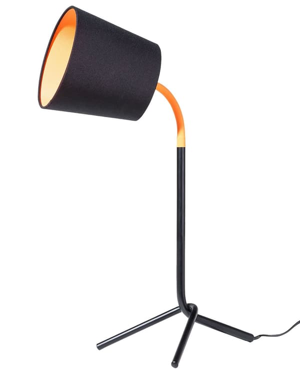 Bordlampe svart med oransje metall 42H cm stativfot Moderne designer nattlampe