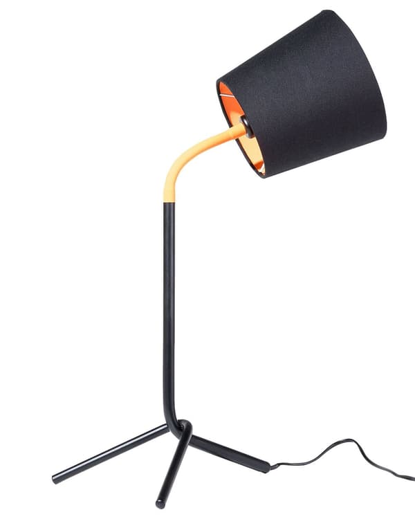 Bordlampe svart med oransje metall 42H cm stativfot Moderne designer nattlampe