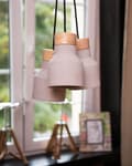 Miniatyrbilde 5 av 8: Pendellampe Grå Lyst tre Betong 3 lampeskjermer Industriell stil Stemningsfull belysning Taklampe