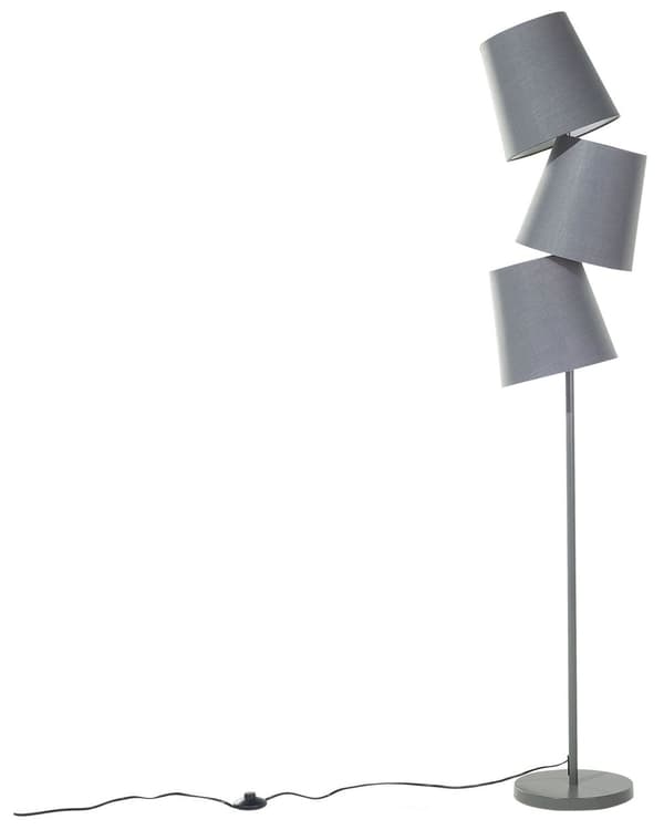Floor Lamp Grey Metal 164 cm Triple Polyester Classic Shade Modern Design