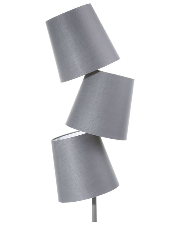 Floor Lamp Grey Metal 164 cm Triple Polyester Classic Shade Modern Design